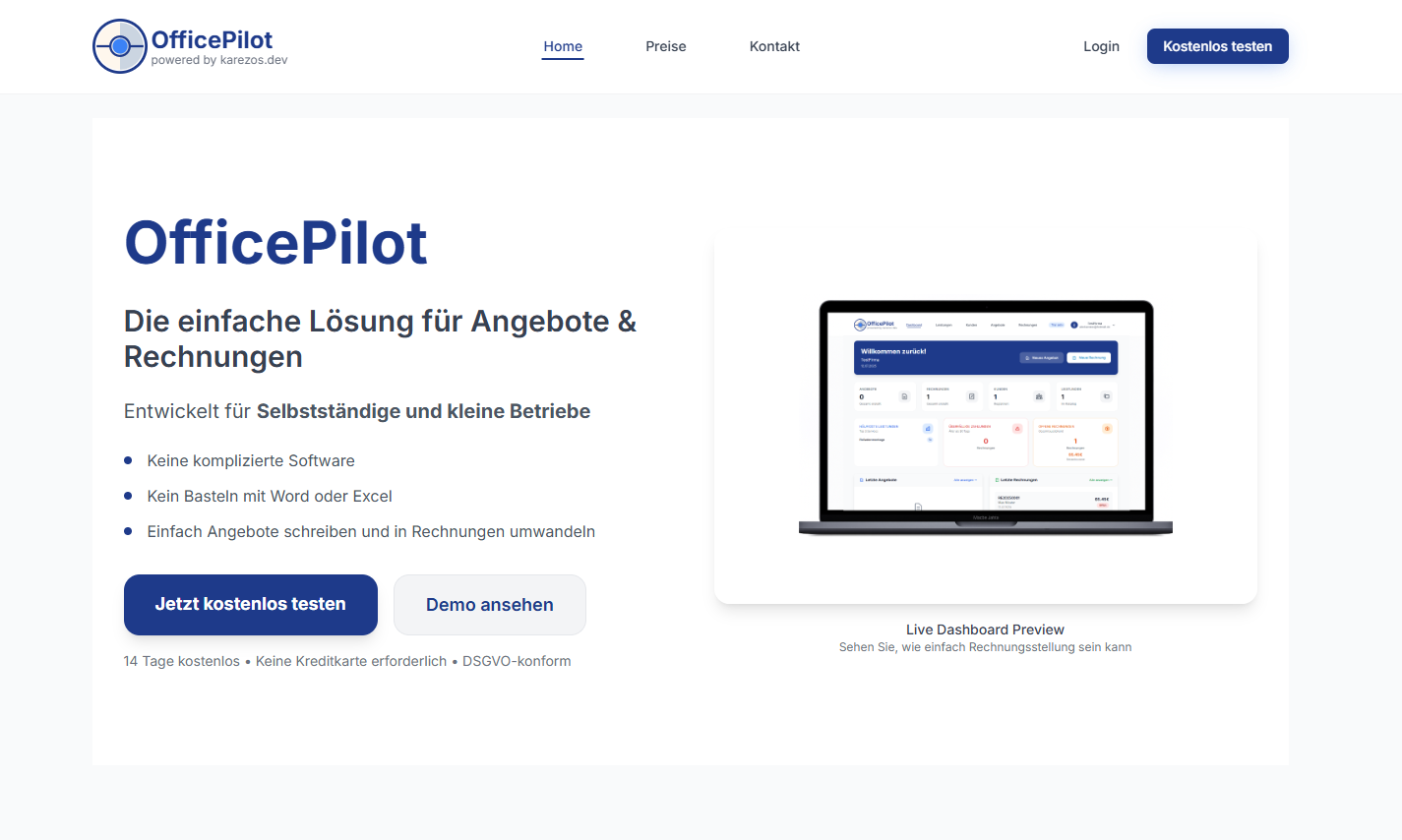 OfficePilot - Die einfache Lösung für Angebote & Rechnungen